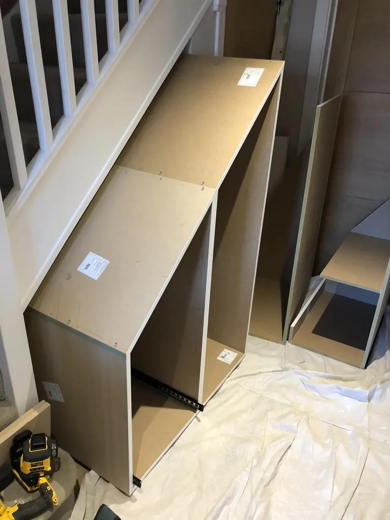 Raw carcasses cut to the slope of the stairs, runners fitted